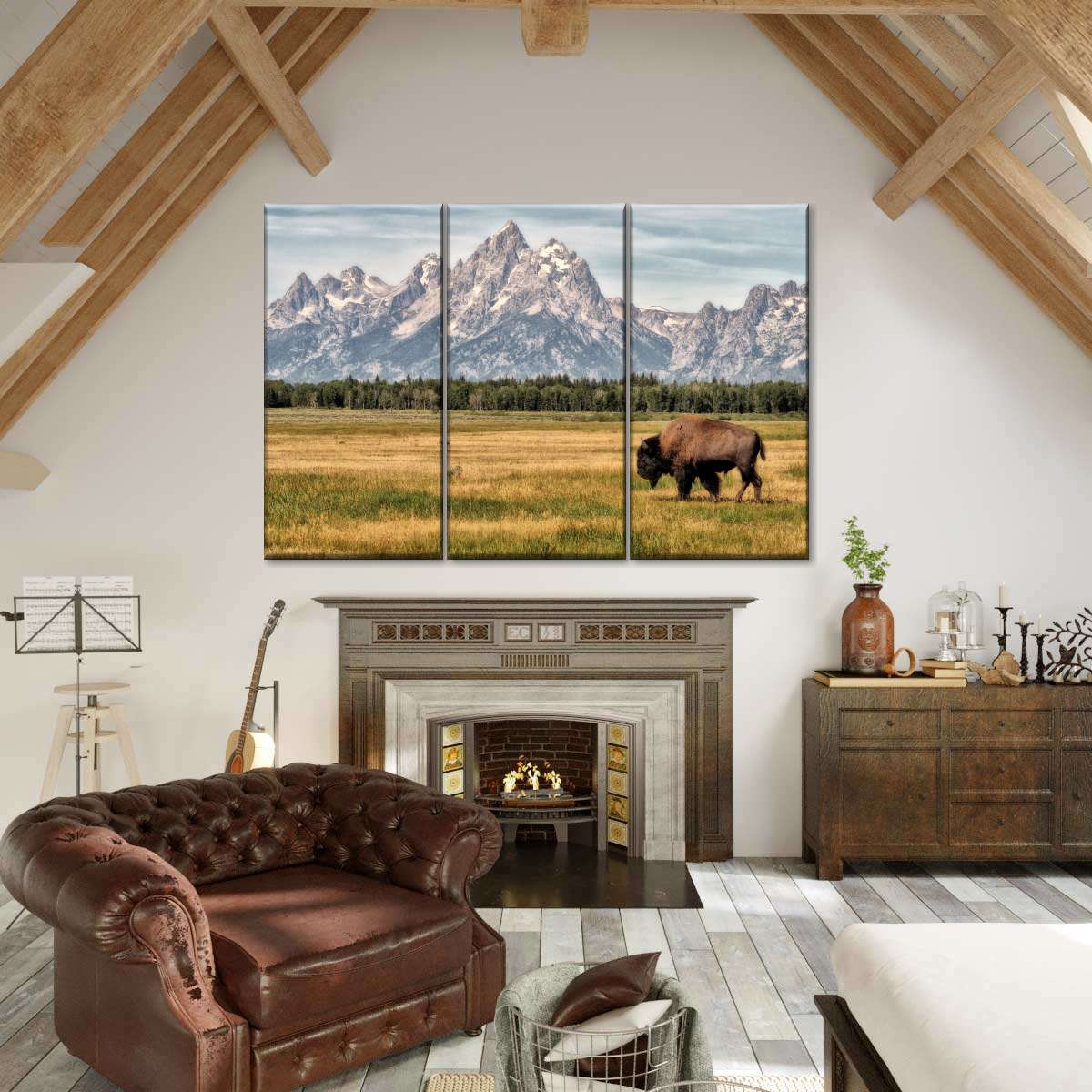 Bull Bison In Grand Teton Wall Art