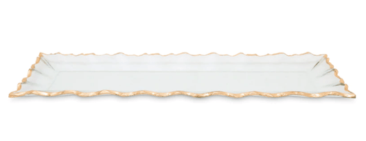 Glass Oblong Tray with Gold Edge