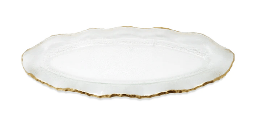 Glass Plate with Gold Scalloped Rim