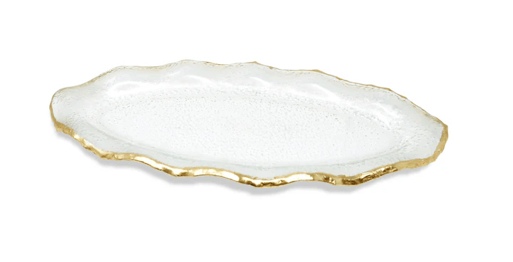 Glass Plate with Gold Scalloped Rim