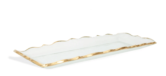 Glass Oblong Tray with Gold Edge