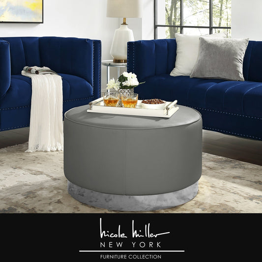 Apolline Leather Cocktail Ottoman