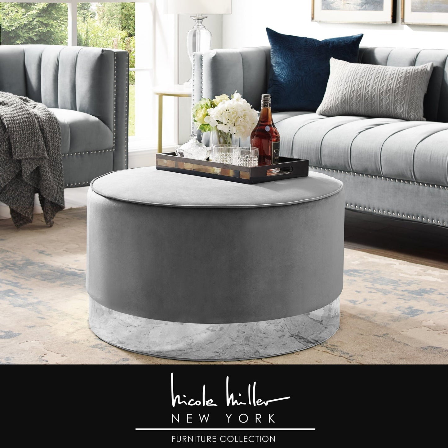 Apolline Velvet Cocktail Ottoman