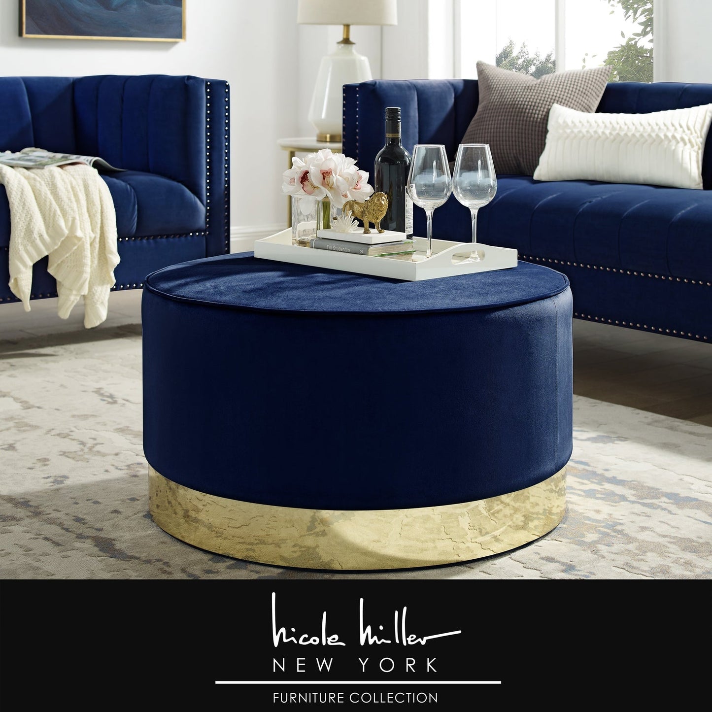 Apolline Velvet Cocktail Ottoman