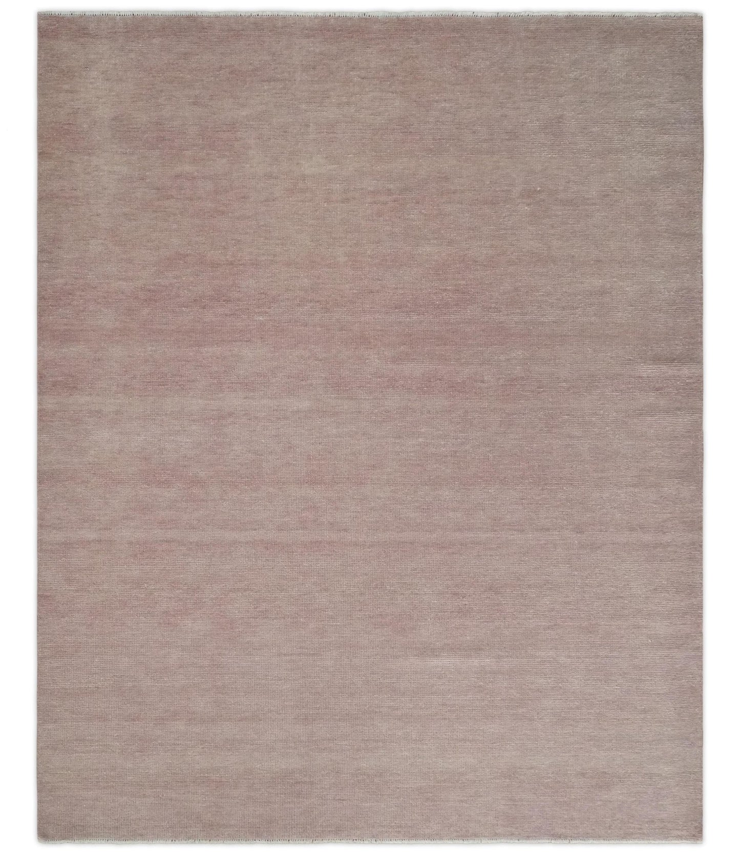 Contemporary Custom Made Modern Solid Peach Hand knotted Wool Area Rug