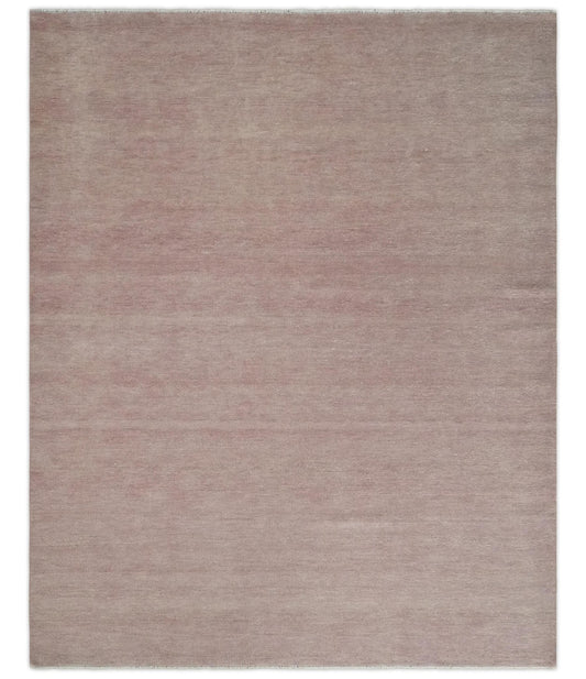 Contemporary Custom Made Modern Solid Peach Hand knotted Wool Area Rug