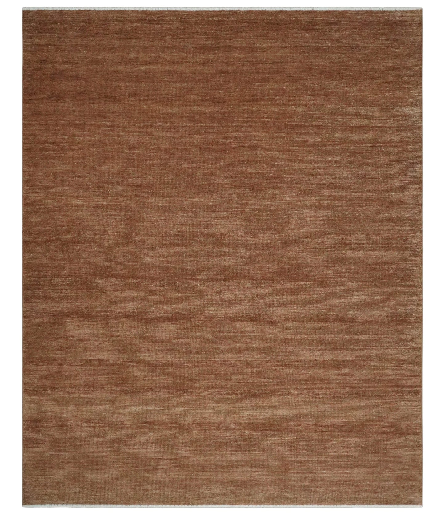 Contemporary Solid Brick Red Hand knotted Custom Made wool Area Rug