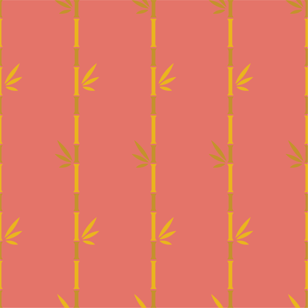 Coral and Gold Bamboo Wallpaper