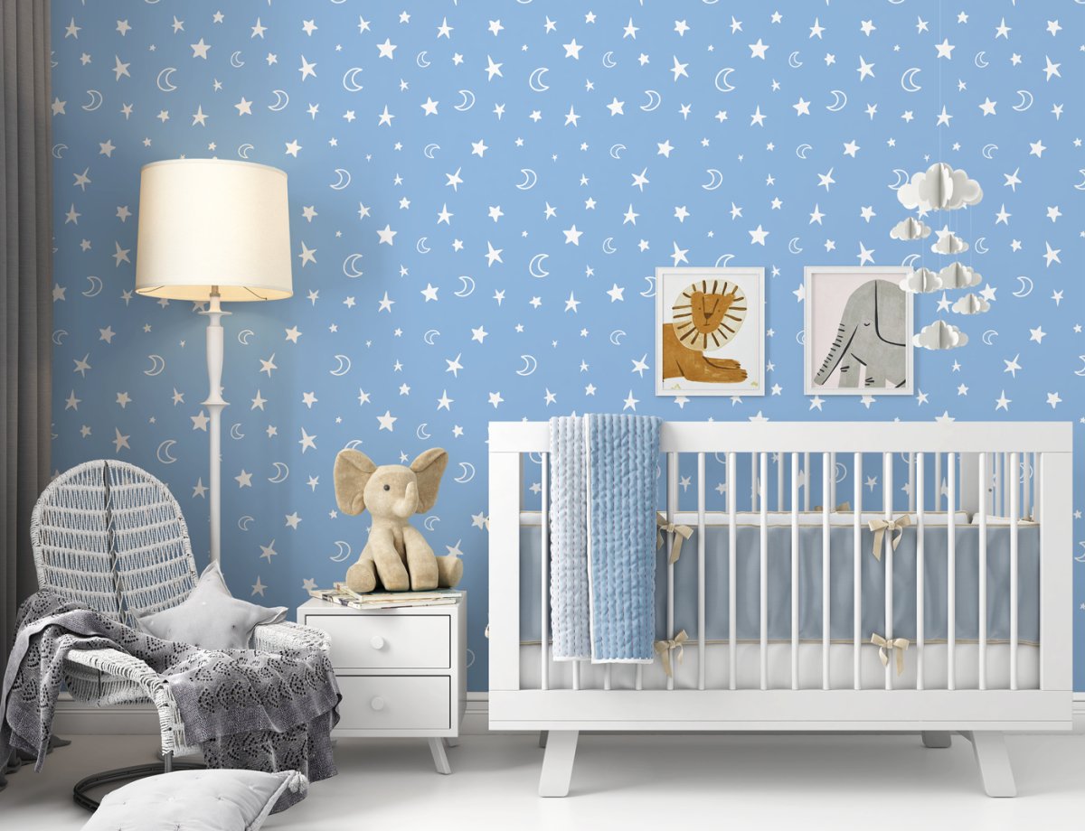 Cornflower Blue Stars Wallpaper