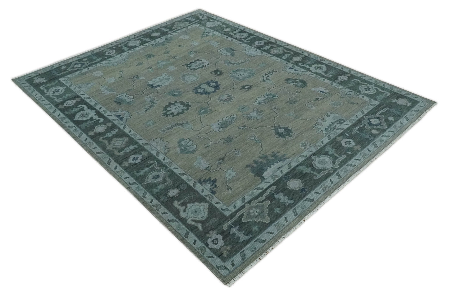 Custom Made Antique look Gray, Charcoal and silver Oriental Oushak wool Area Rug