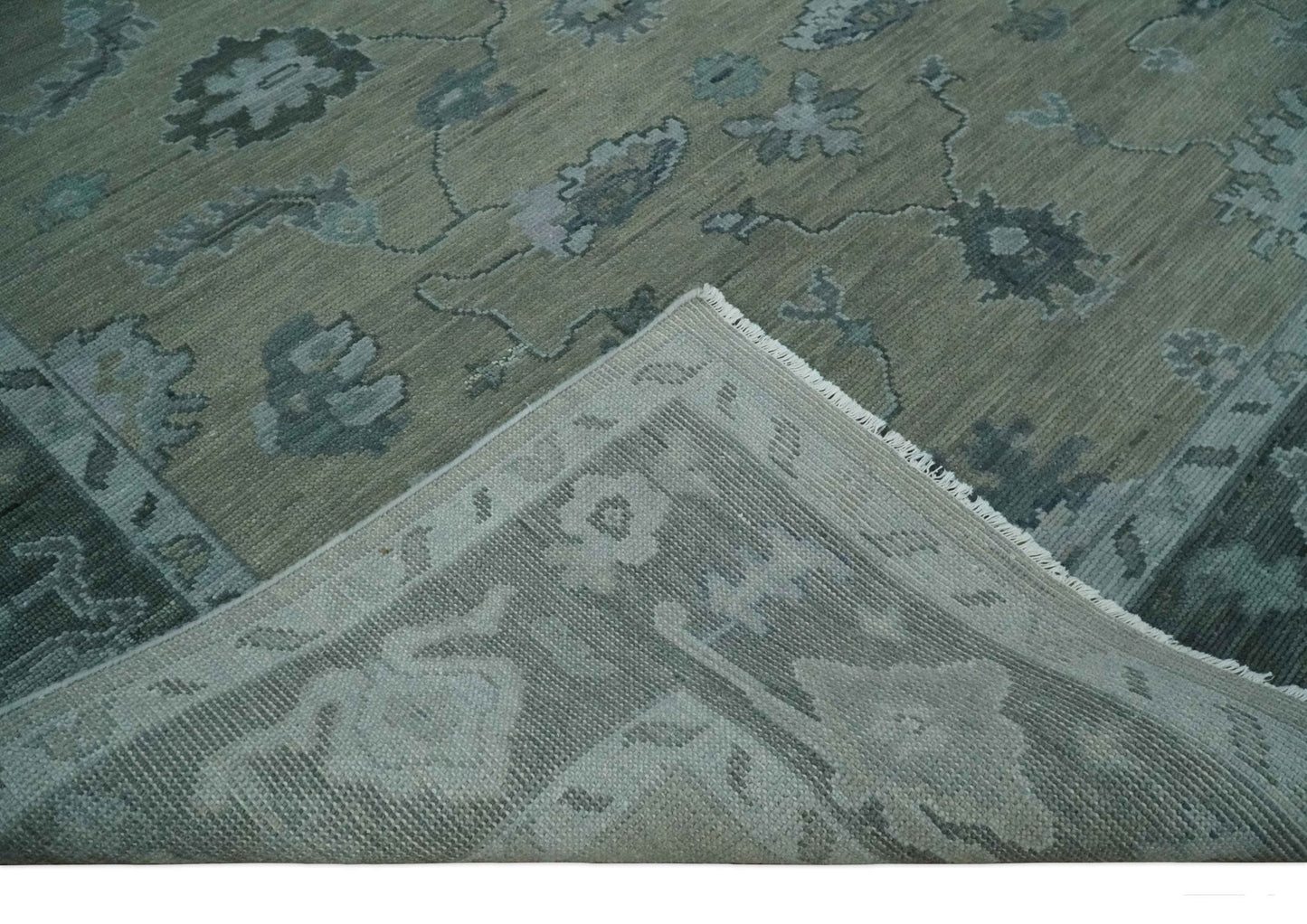 Custom Made Antique look Gray, Charcoal and silver Oriental Oushak wool Area Rug