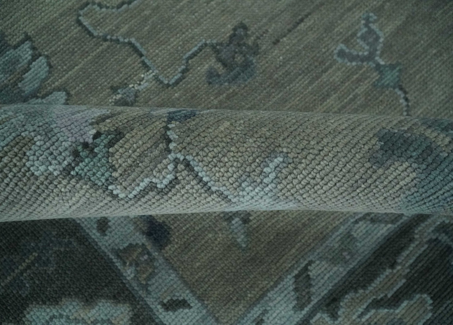 Custom Made Antique look Gray, Charcoal and silver Oriental Oushak wool Area Rug