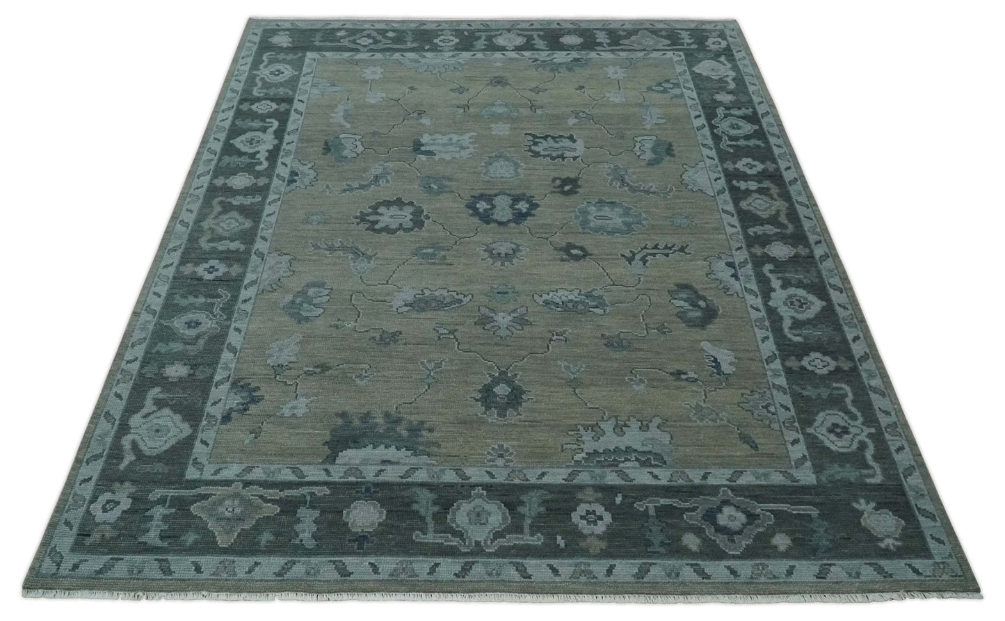 Custom Made Antique look Gray, Charcoal and silver Oriental Oushak wool Area Rug