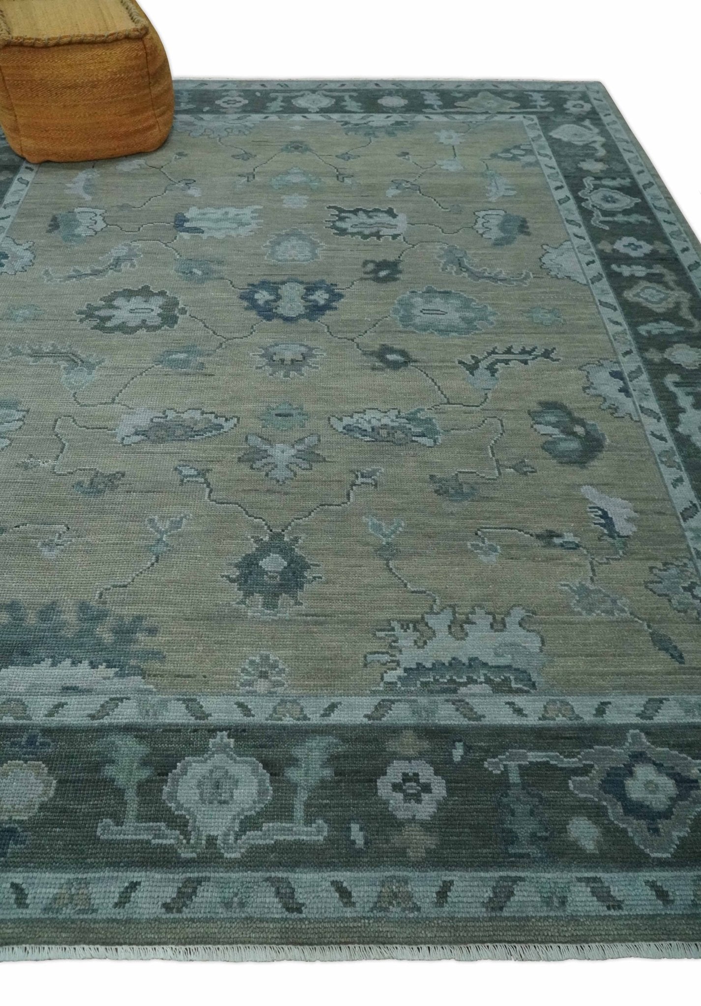 Custom Made Antique look Gray, Charcoal and silver Oriental Oushak wool Area Rug