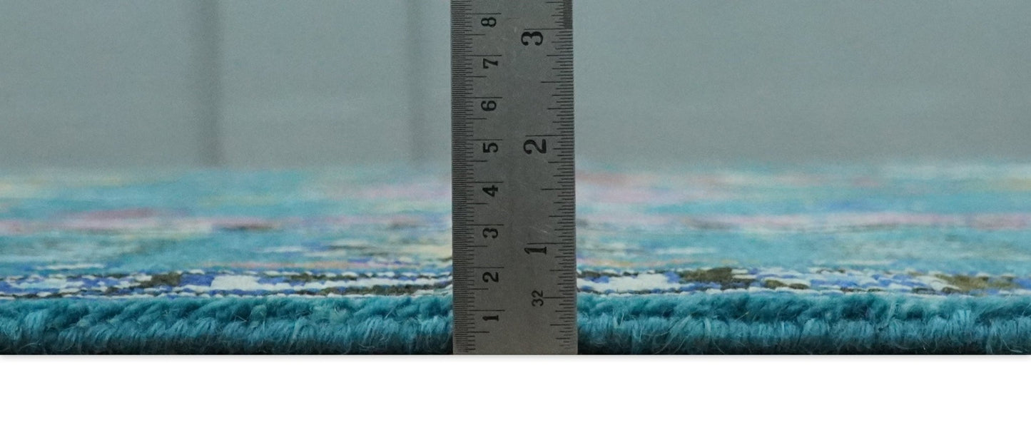 Custom Made Antique Style Hand Knotted Teal and Purple Traditional Oushak Multi Size Wool Rug