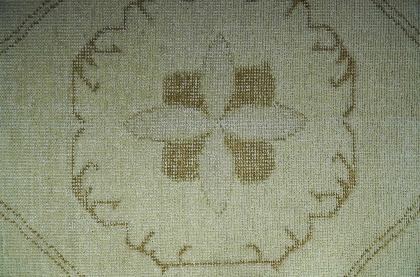 Custom Made Beige and Olive Hand Knotted Traditional wool area rug