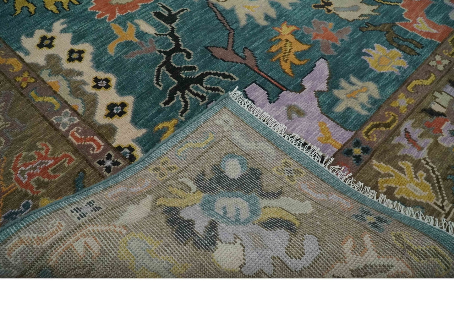 Custom Made Blue and Brown Colorful Multi Size Oushak wool Area Rug