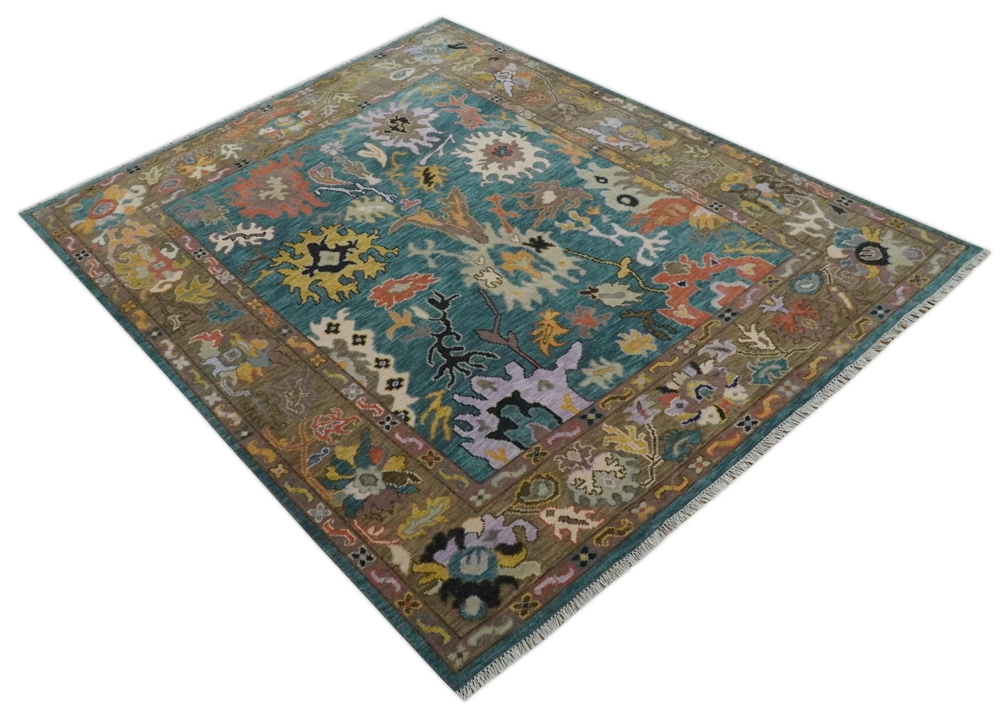 Custom Made Blue and Brown Colorful Multi Size Oushak wool Area Rug