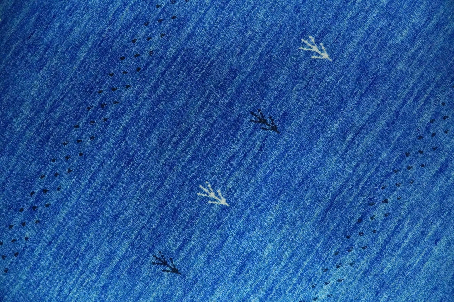 Custom Made Blue and Ivory Stripes Design Hand loom wool Area Rug