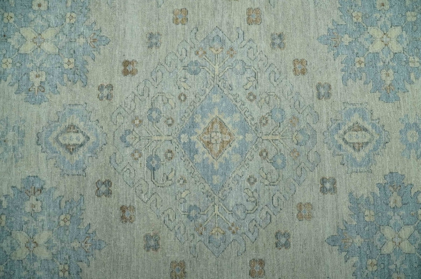 Custom Made Distressed Finished Beige and Gray Traditional mamluk design Low Pile wool Rug