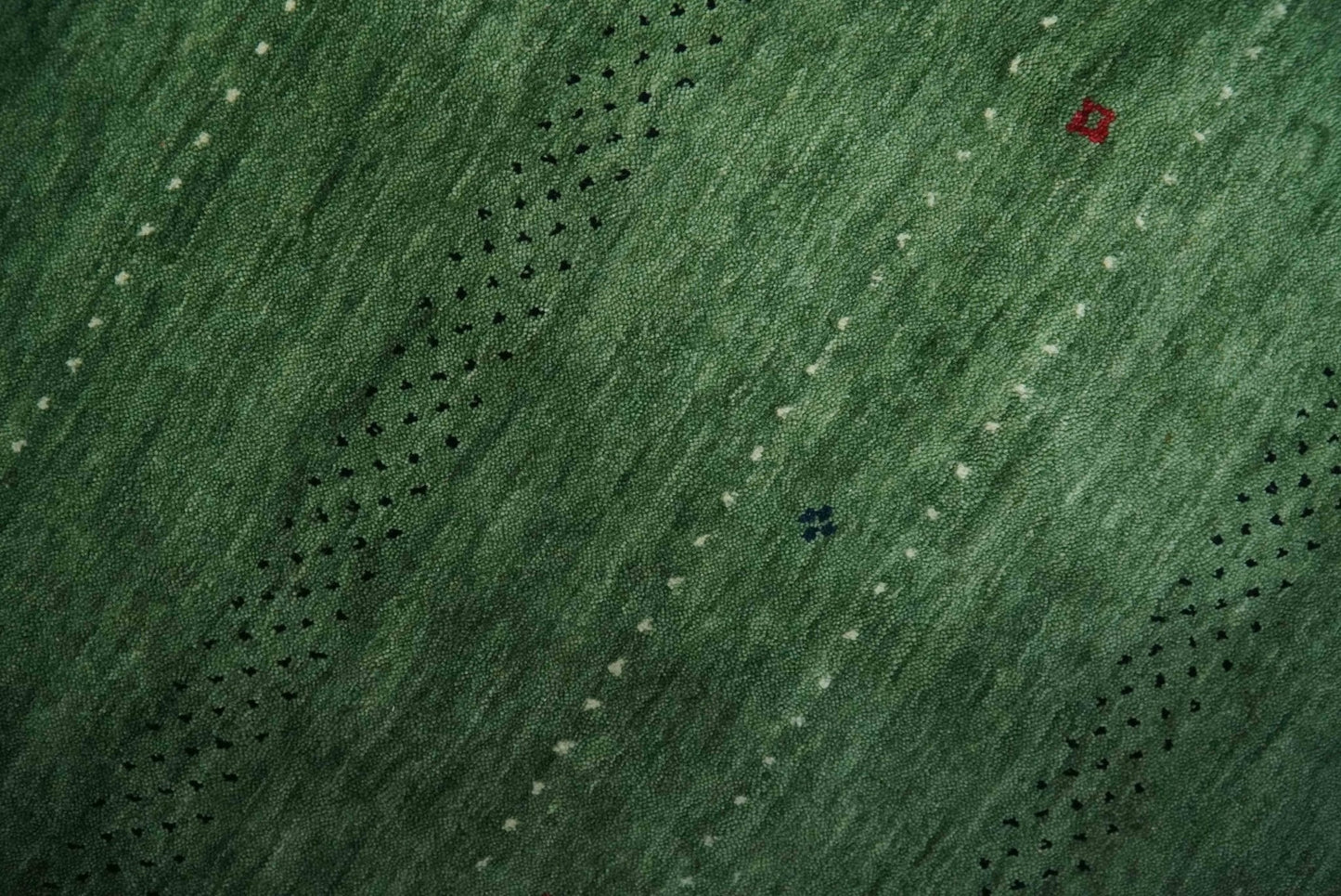 Custom Made Geometrical Stripes Design Green, Ivory and Charcoal wool Area Rug