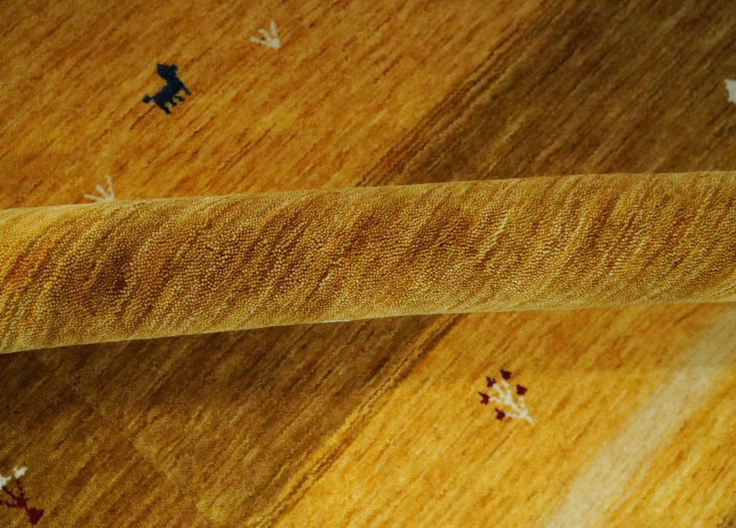 Custom Made Gold Tribal Gabbeh wool Area Rug