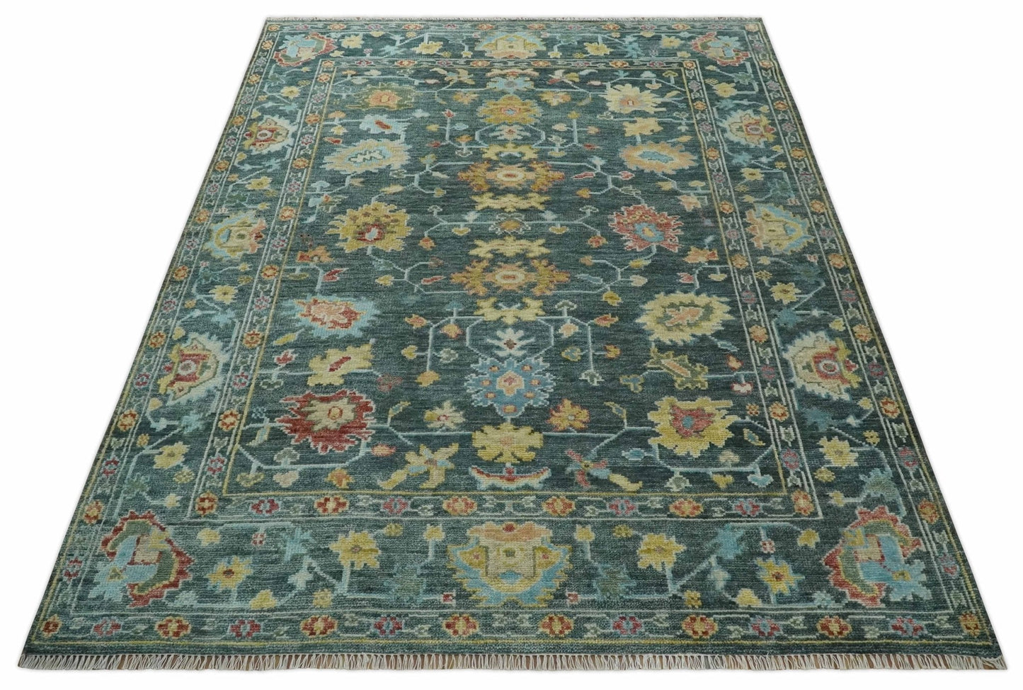 Custom Made Gray and Beige Hand knotted Traditional Oushak Multi Size wool Area Rug