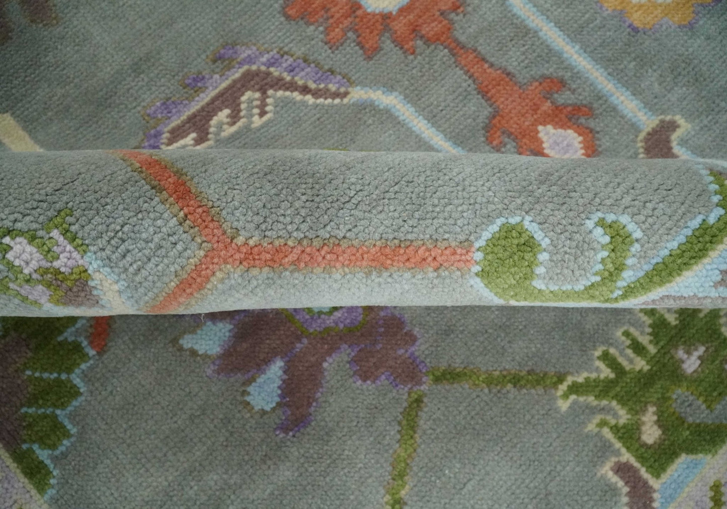 Custom Made Gray and Gold Hand knotted Traditional Oushak wool Area Rug