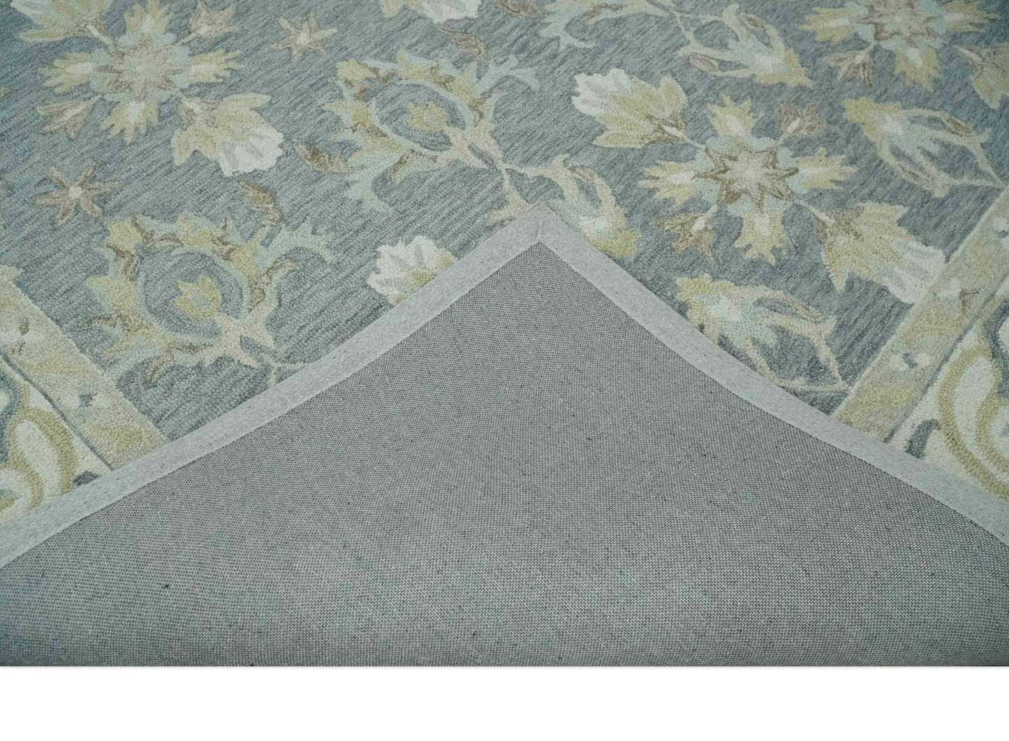 Custom Made Gray, Ivory and Beige Traditional Ikat design Hand Tufted wool Area Rug