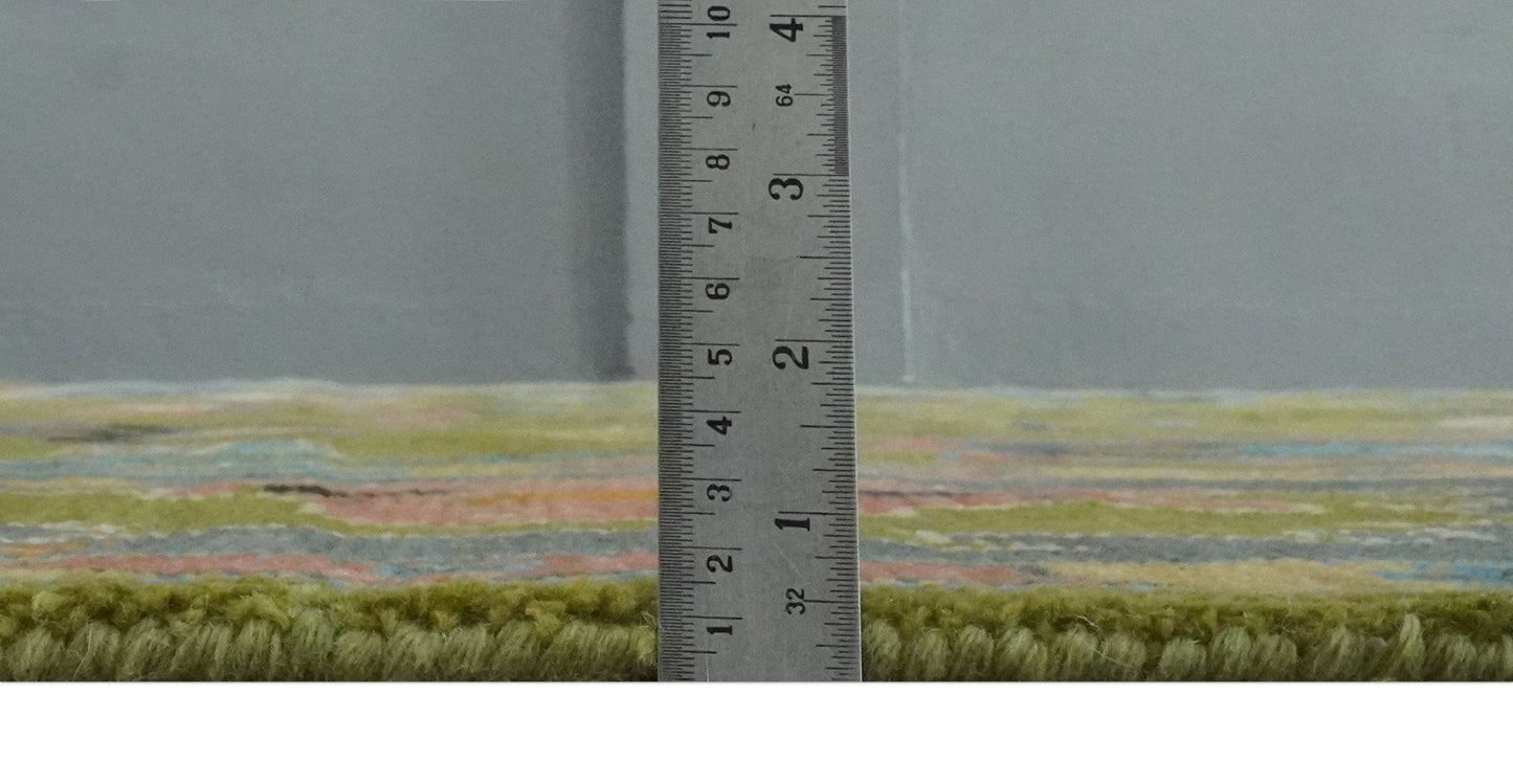 Custom Made Green, Gray and Peach Colorful Hand knotted Traditional Oushak wool Area Rug