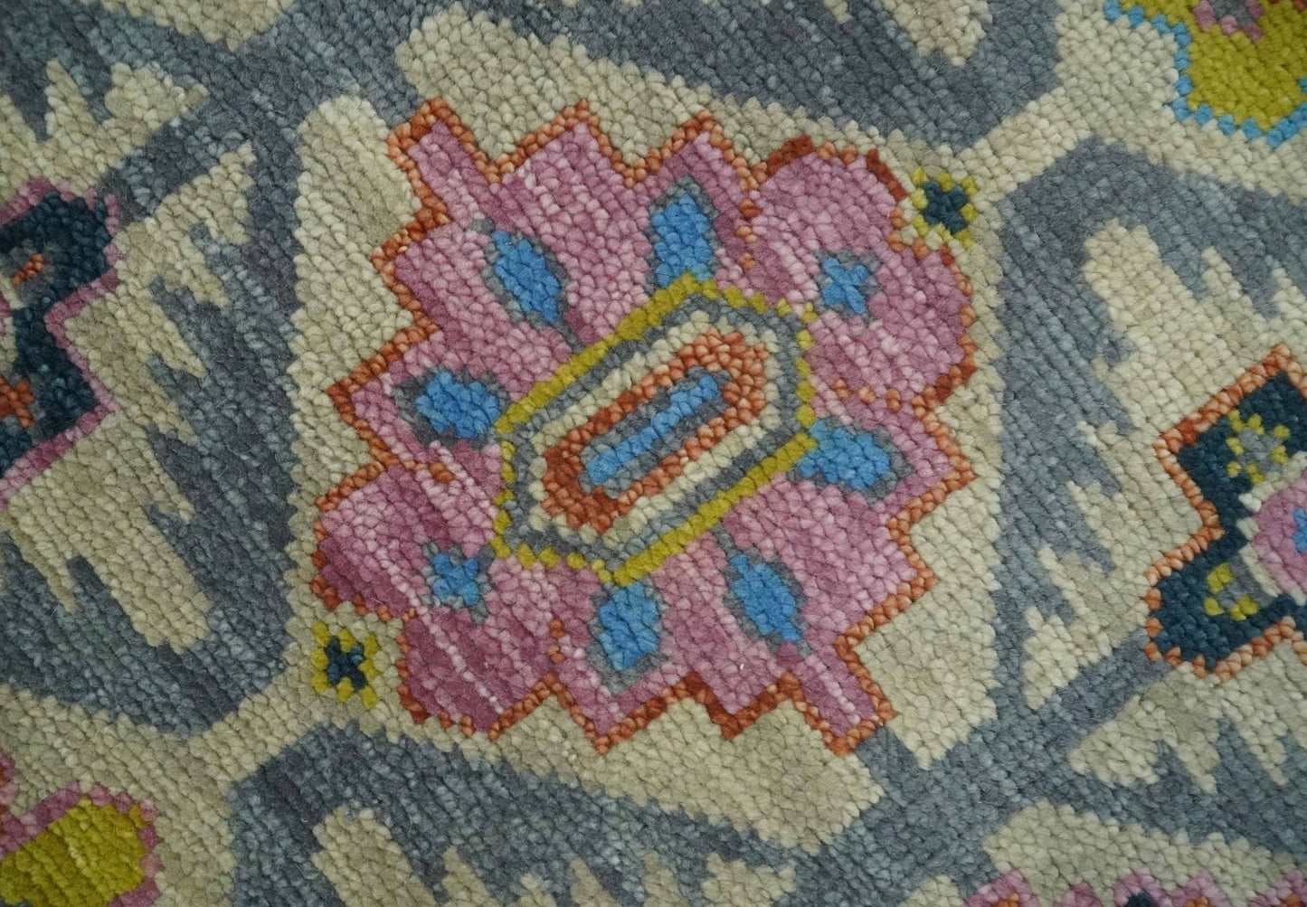 Custom Made Hand Knotted Beige, Gray and Mustard Oriental Multi Size Wool Area Rug