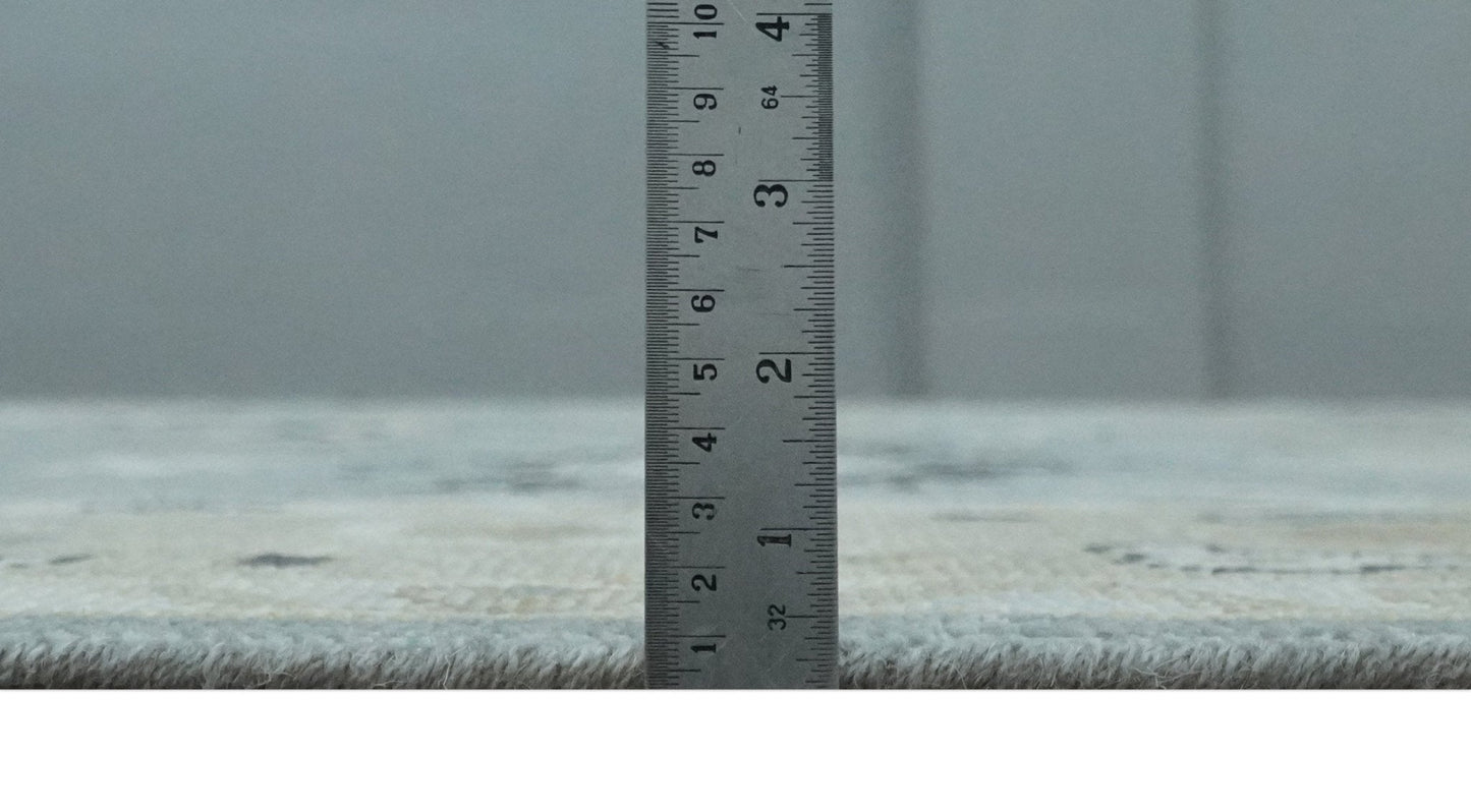 Custom Made Hand Knotted Silver and Beige Traditional Oushak Wool Area Rug