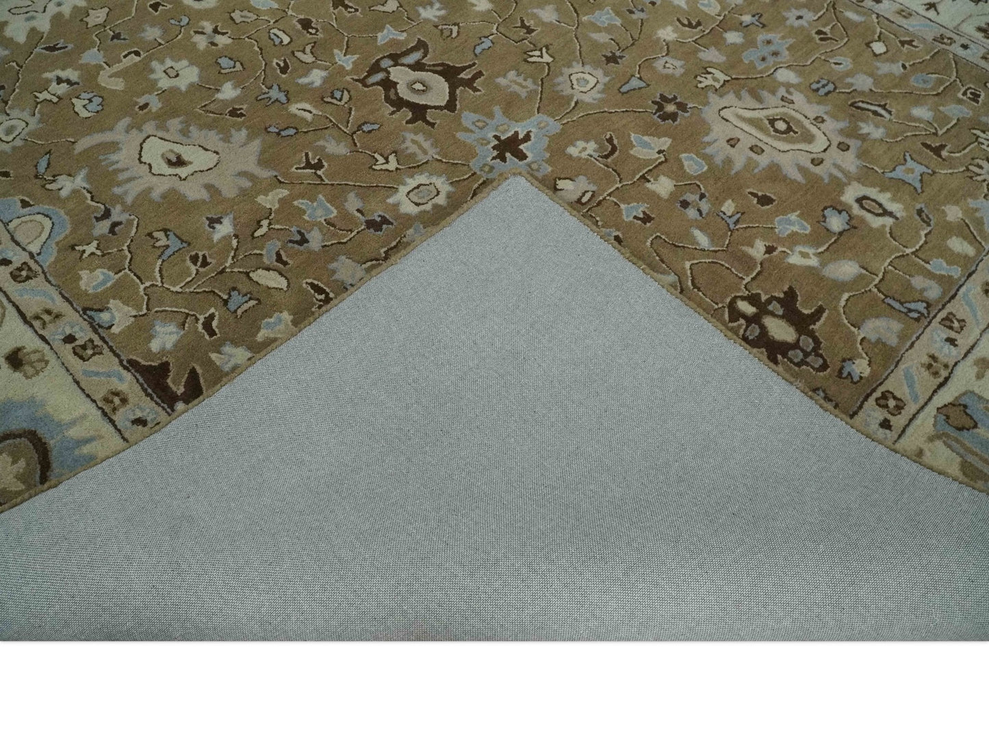 Custom Made Hand Tufted Earthy Camel and Beige Traditional Wool Oushak Rug