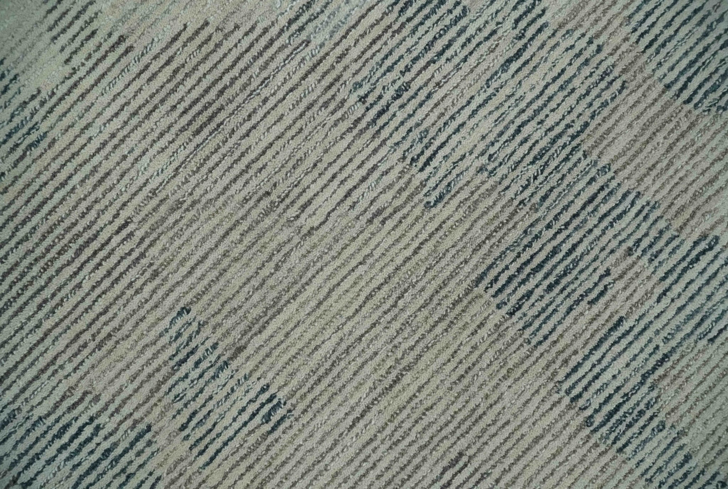 Custom Made Hand Tufted Ivory, Beige and Charcoal Modern Abstract Design Rug