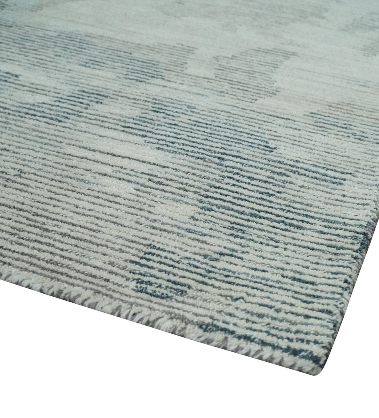 Custom Made Hand Tufted Ivory, Beige and Charcoal Modern Abstract Design Rug