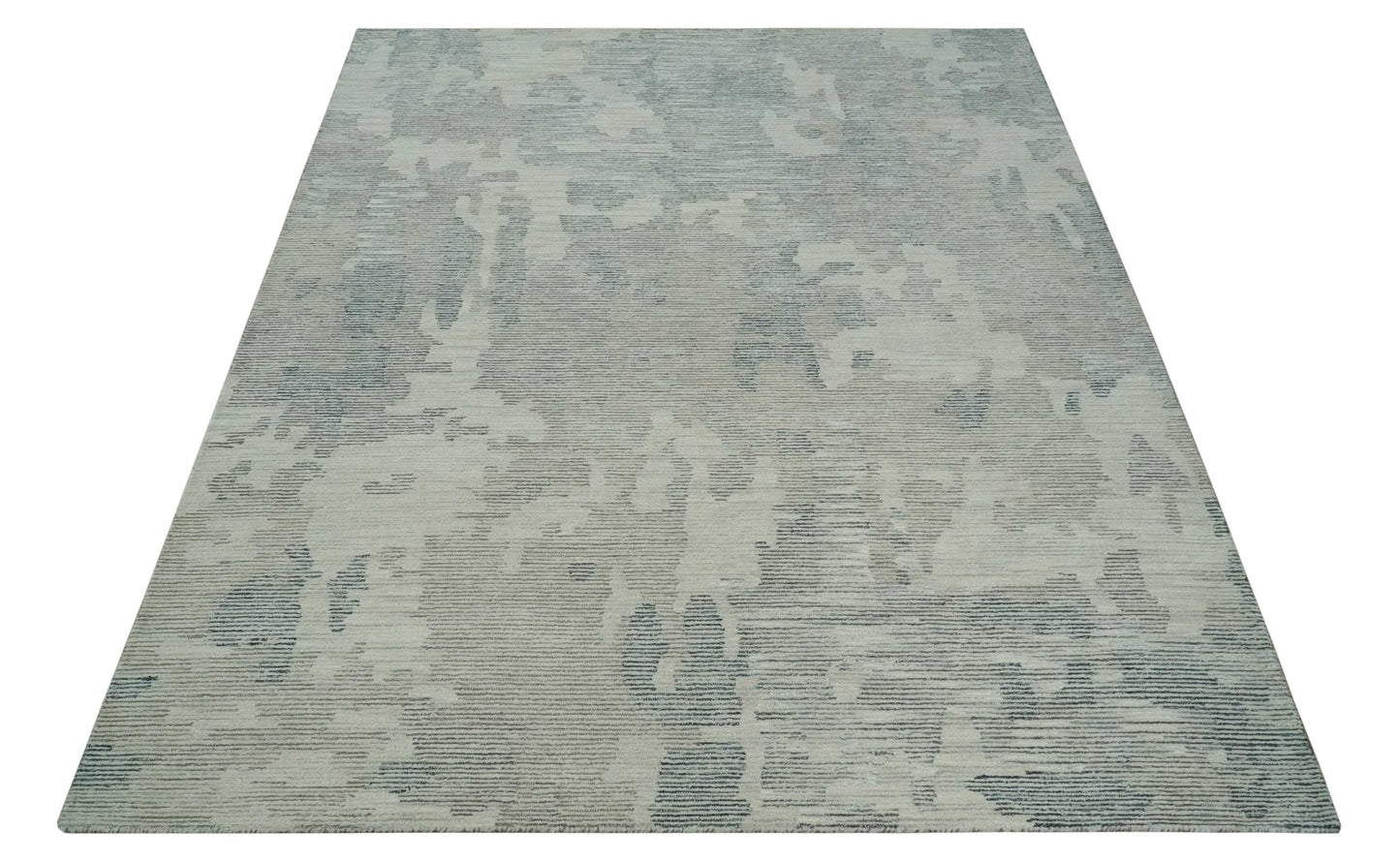 Custom Made Hand Tufted Ivory, Beige and Charcoal Modern Abstract Design Rug