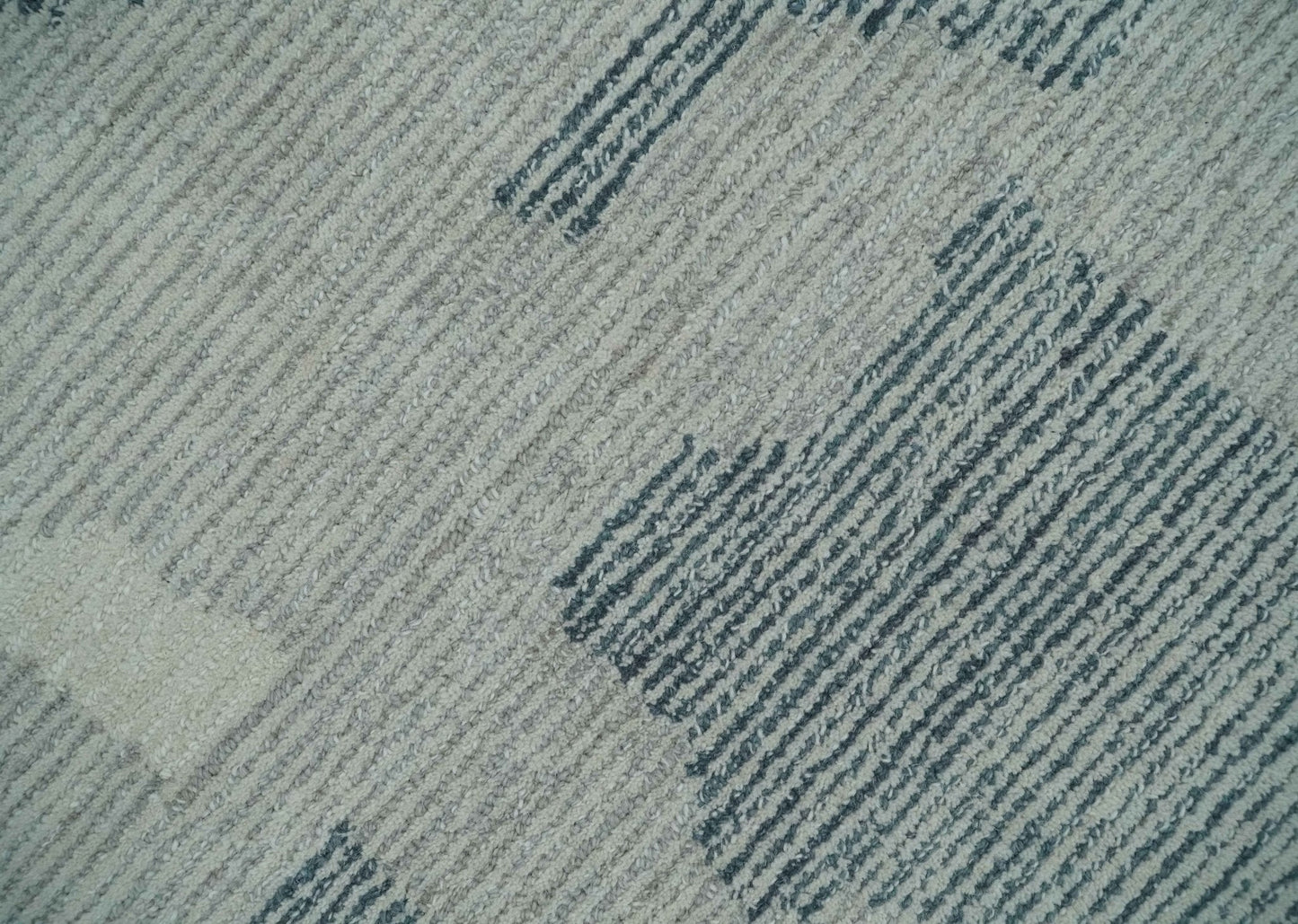 Custom Made Hand Tufted Ivory, Silver, Gray and Charcoal Modern Abstract Design Rug