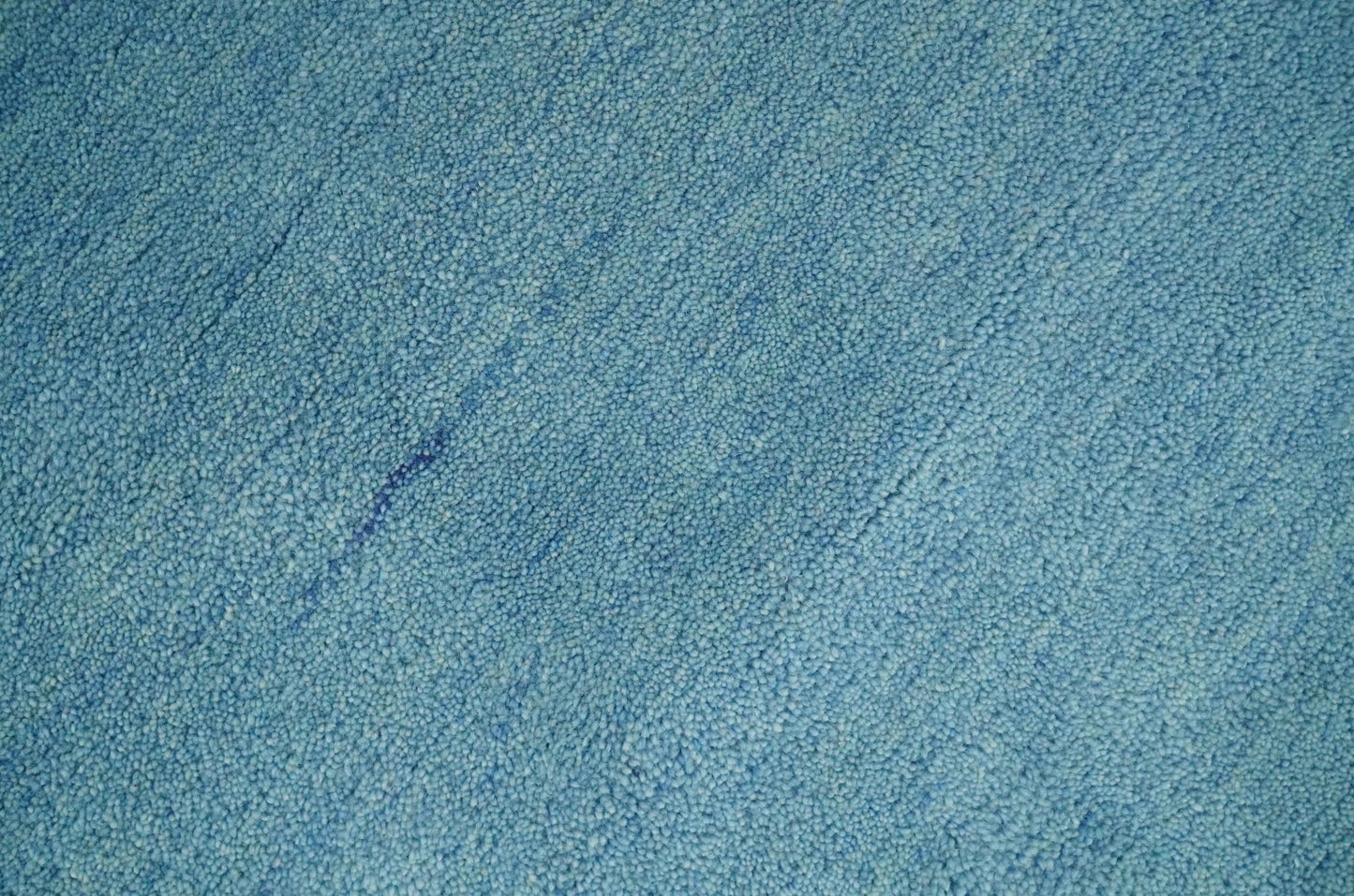 Custom Made Hand Tufted Solid Plane Light Blue Woolen wool Area Rug