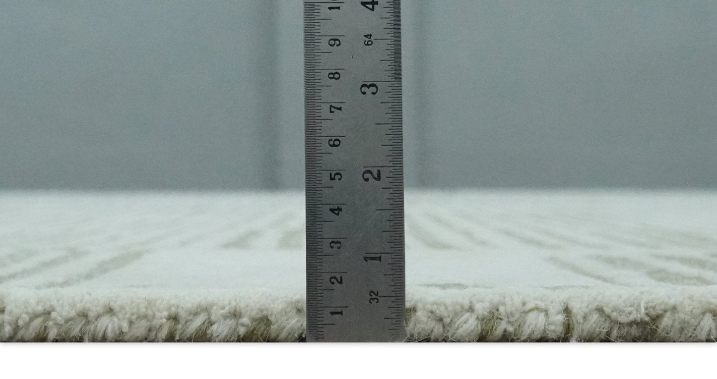 Custom Made Ivory and Olive Modern Stripes Design Hand Tufted wool Area Rug, Kids, Living Room and Bedroom Rug