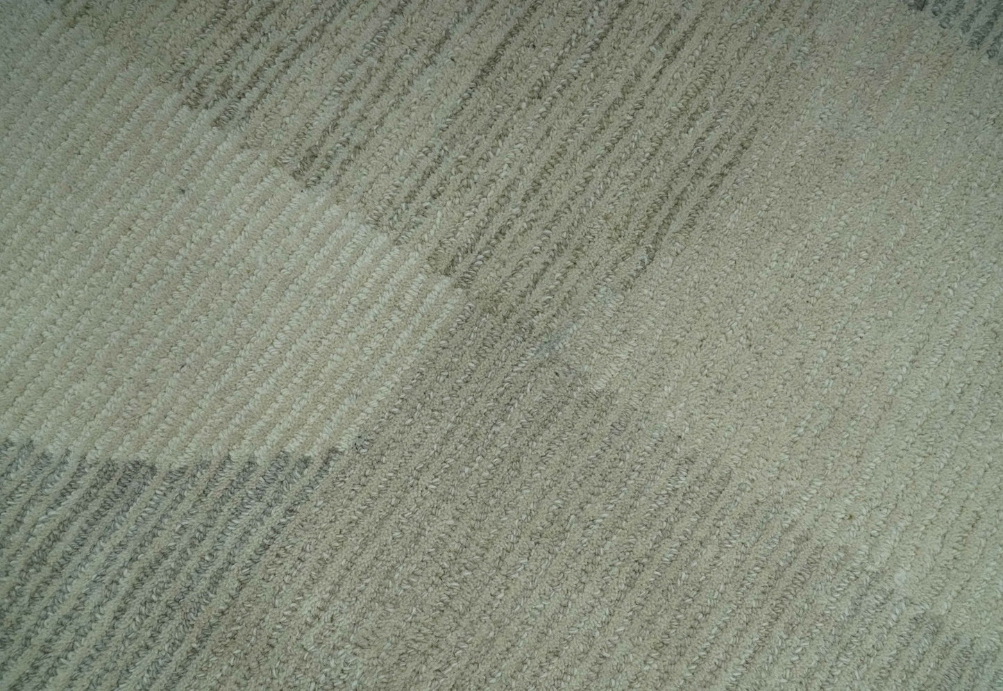 Custom Made Ivory, Gray and Beige Modern Contemporary Hand Tufted wool rug
