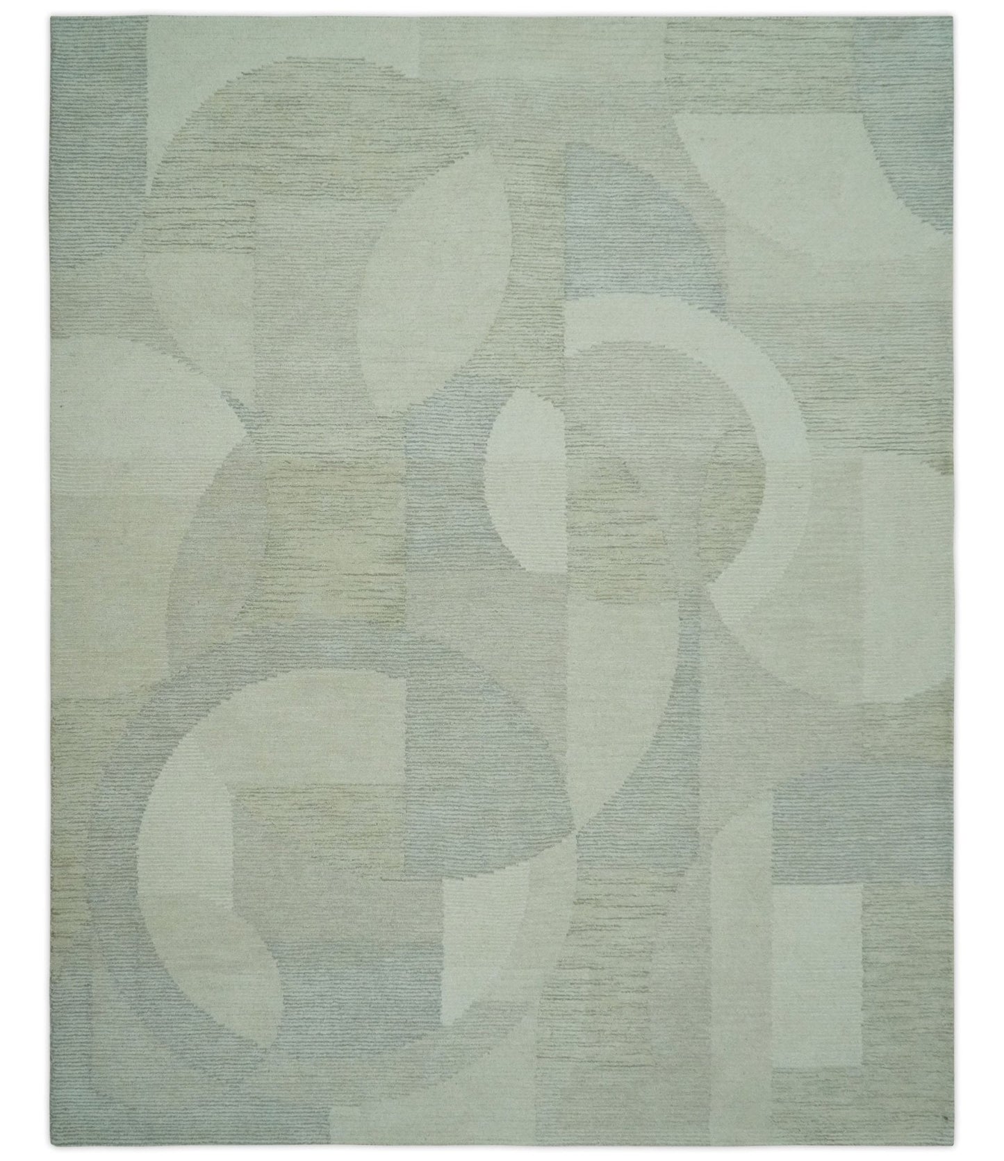 Custom Made Ivory, Gray and Beige Modern Contemporary Hand Tufted wool rug