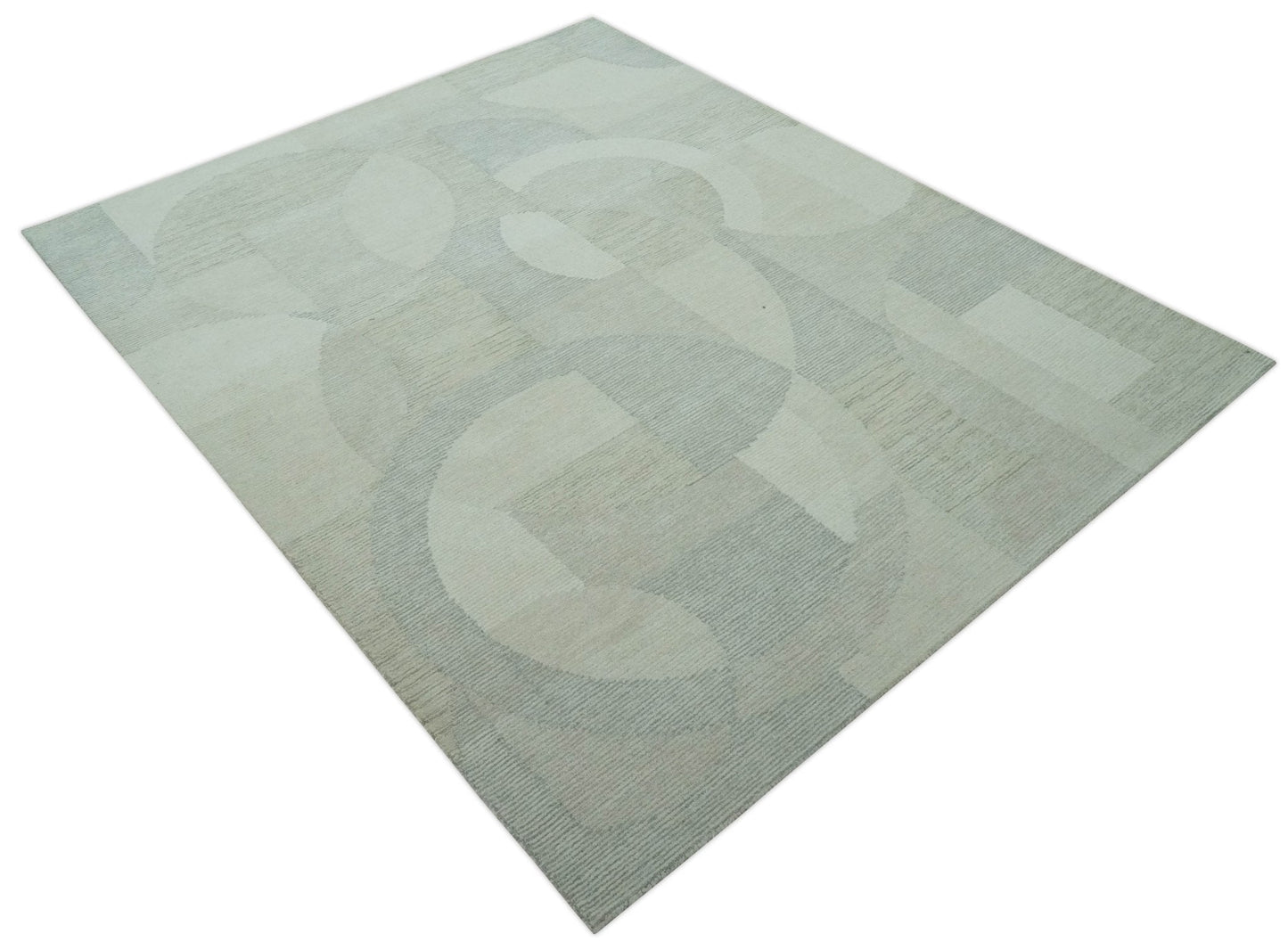 Custom Made Ivory, Gray and Beige Modern Contemporary Hand Tufted wool rug
