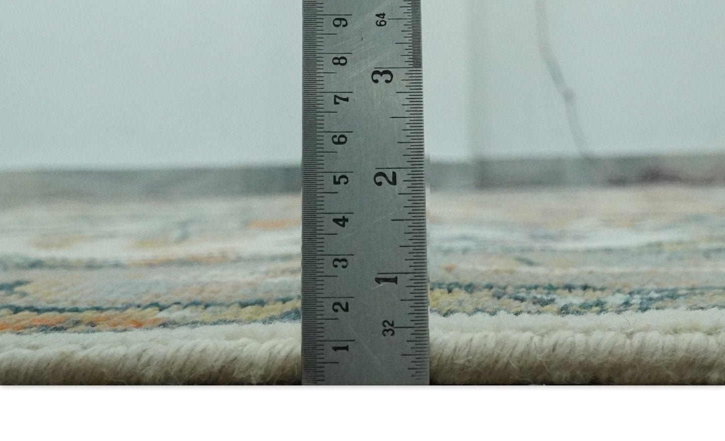 Custom Made Ivory, Silver, Peach and Olive Hand Knotted Traditional Heriz wool Area Rug