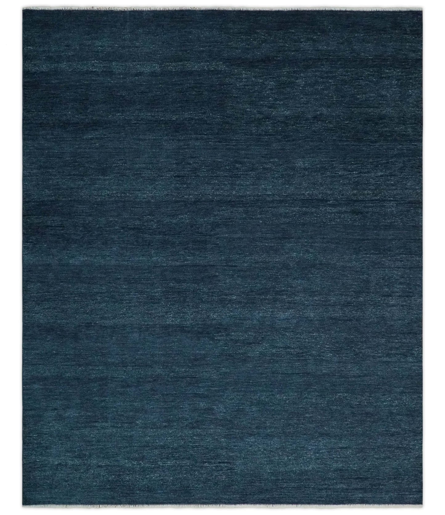 Custom Made Midnight blue Solid Hand knotted Modern wool Area Rug