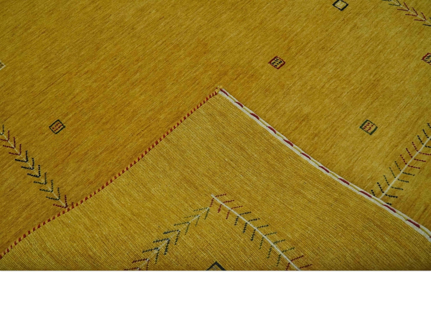 Custom Made Mustard Modern Tribal Design Wool Area Rug