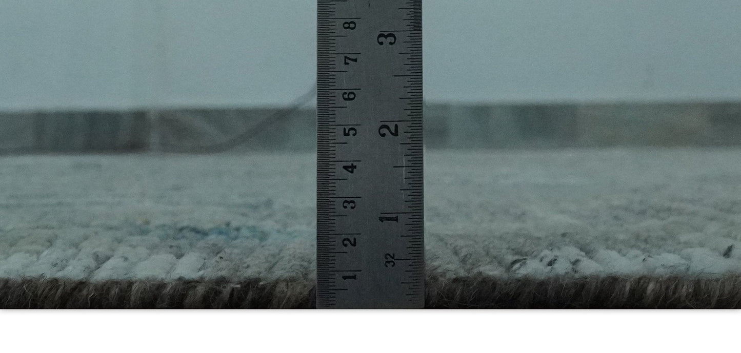 Custom Made Olive, Teal and Brown Modern abstract Hand knotted wool Area Rug