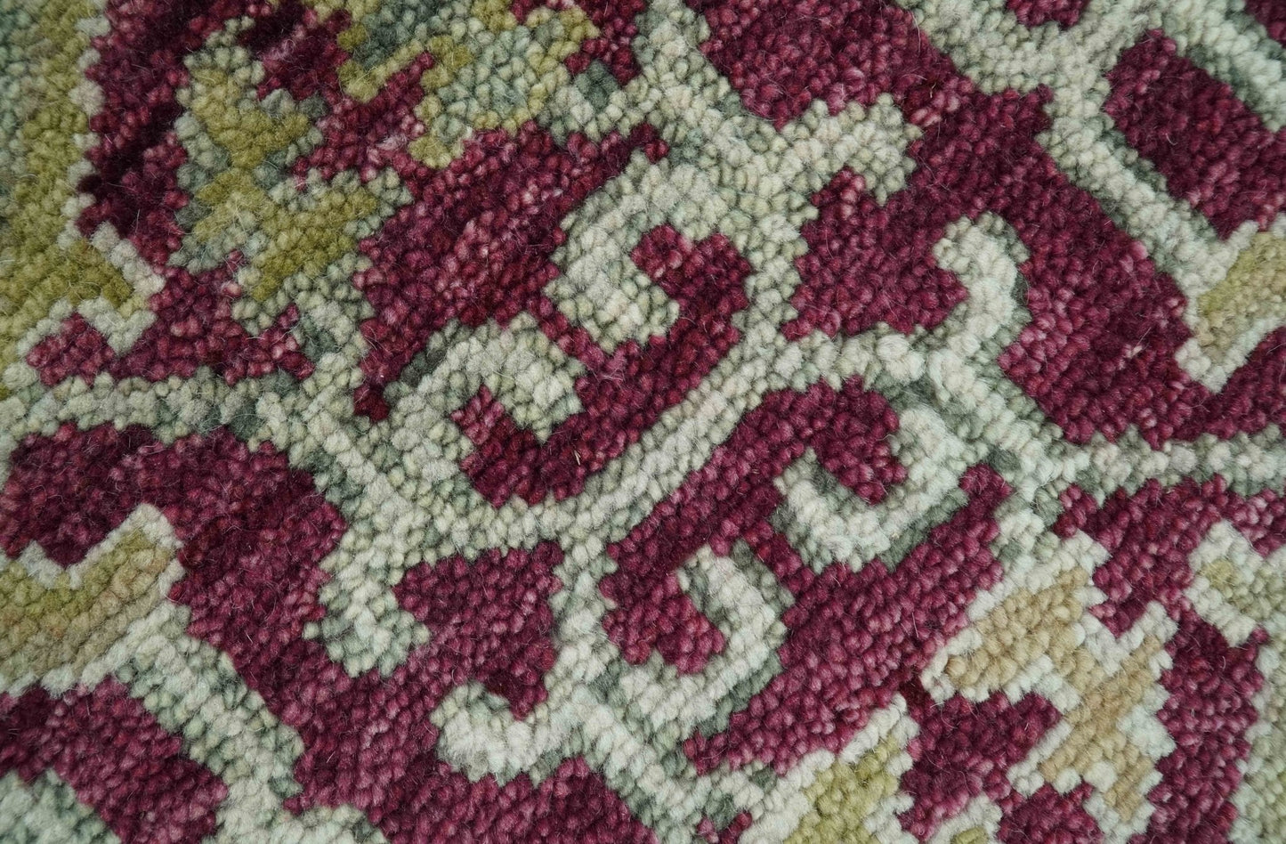Custom Made Purple and Olive Traditional Dragon Oushak Design Hand knotted wool rug