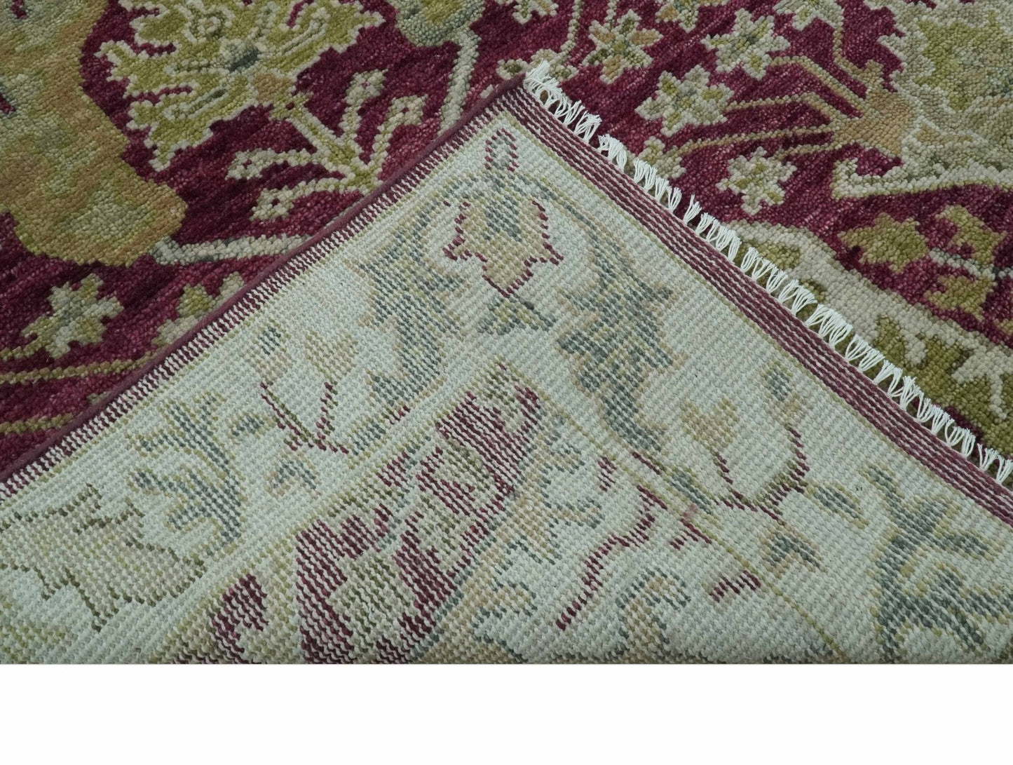 Custom Made Purple and Olive Traditional Dragon Oushak Design Hand knotted wool rug