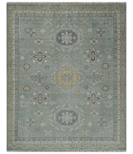 Custom Made Silver, Beige and Charcoal Traditional Hand knotted Mamluk design wool Area Rug