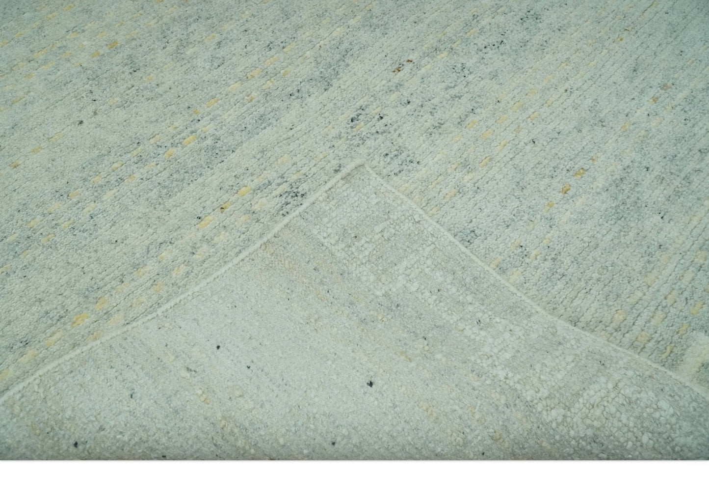 Custom Made Silver, Gray and Beige Stripes Design Hand Knotted wool Area Rug